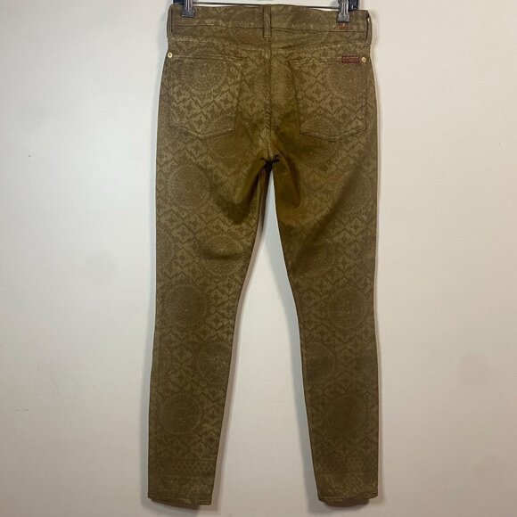 7 For All Mankind Women's Gold 28 Cropped Skinny Ankle Jeans - Picture 3 of 15